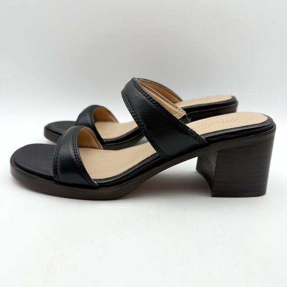 Madewell Womens The Saige Double-Strap Sandal US 6.5 Black Leather EUC - Picture 9 of 14